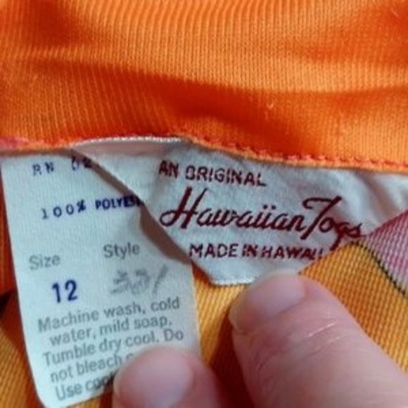 Hawaiian Togs Womens Maxi Dress 12 Vibrant Vtg 60s Orange Square Neck Elbow Slv - Picture 5 of 7